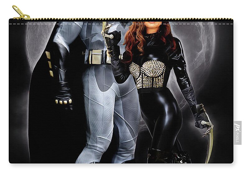 Cat Woman Zip Pouch featuring the photograph Cat And Bat by Jon Volden