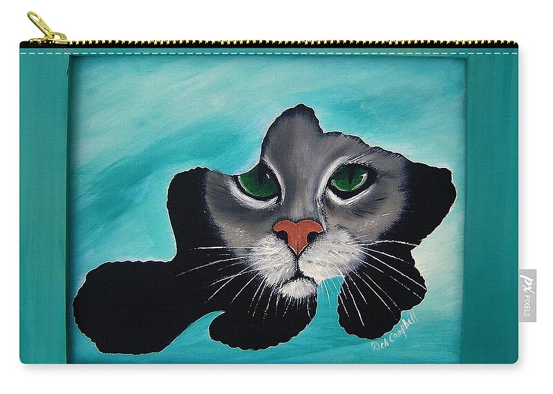 Cats Zip Pouch featuring the painting Cat-fish by Debra Campbell