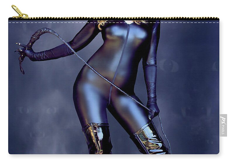 Cat Woman Zip Pouch featuring the photograph Cat In The Mist by Jon Volden
