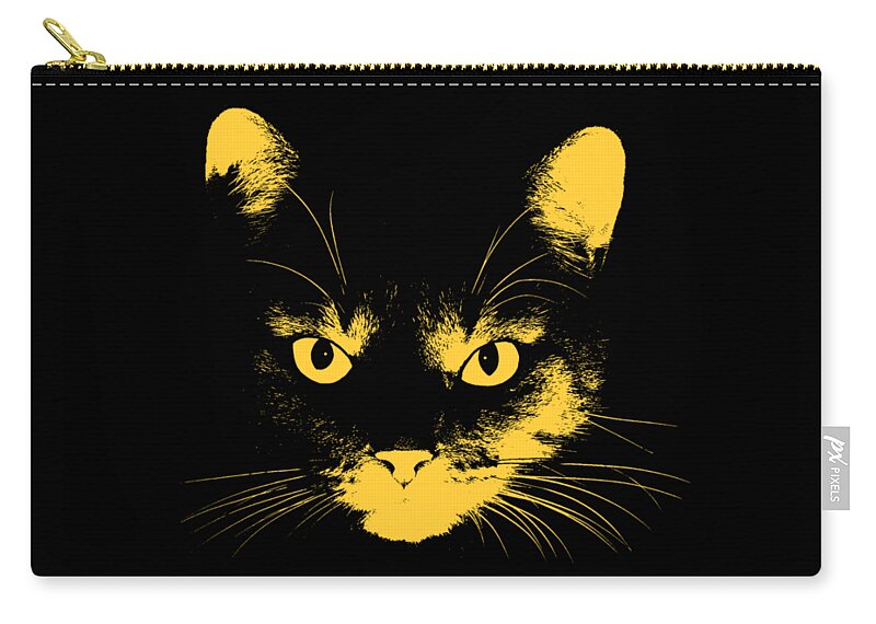 Cat Zip Pouch featuring the digital art Cat Stare with Transparent Background by John Haldane