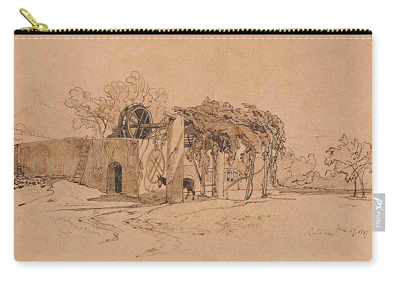 English Art Zip Pouch featuring the drawing Catania by Edward Lear