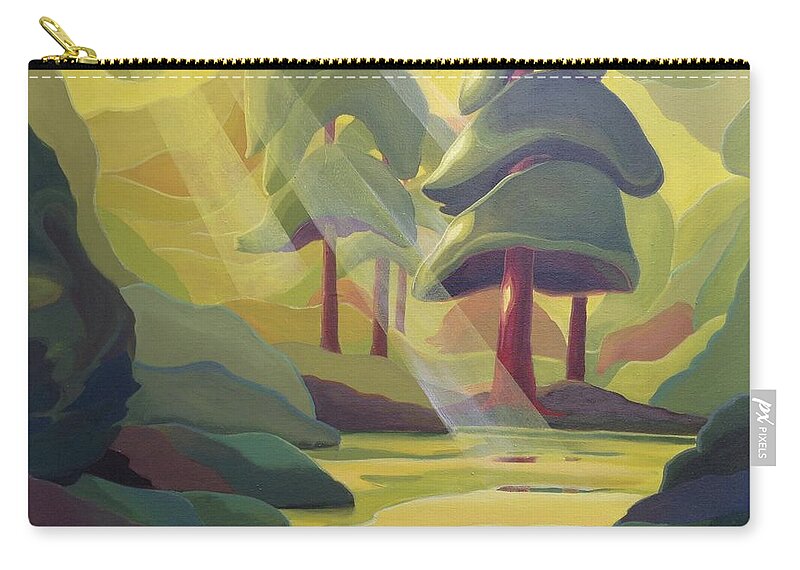 Group Of Seven Zip Pouch featuring the painting Cathedral Light by Barbel Smith