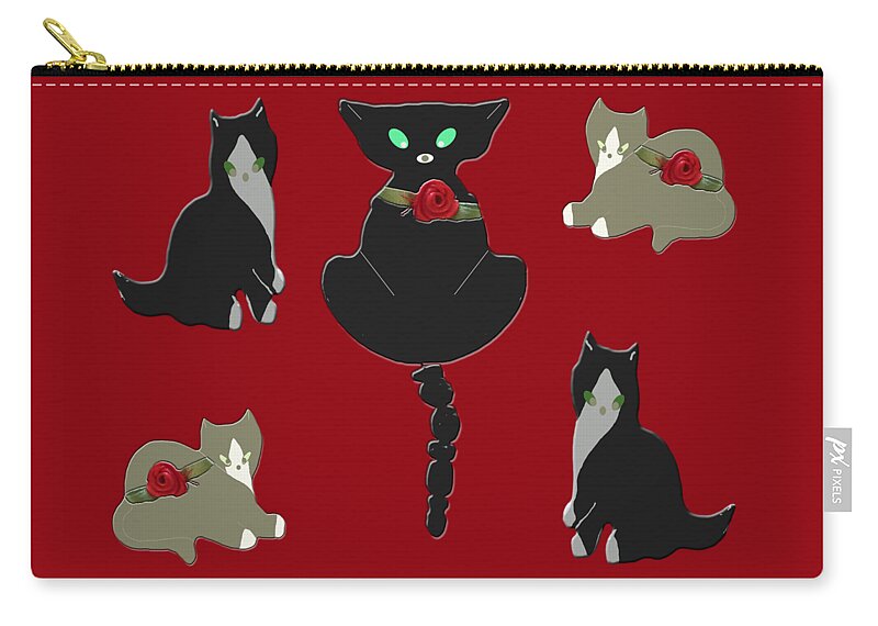 Cats Zip Pouch featuring the photograph Cats Characteristic Arrangement by Rockin Docks Deluxephotos