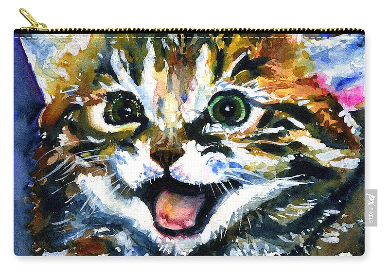 Eyes Zip Pouch featuring the painting Cats Eyes 15 by John D Benson