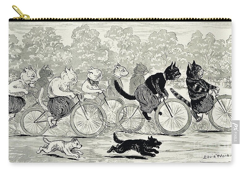 History Zip Pouch featuring the photograph Cats In A Bicycle Race, Hyde Park, 1896 by Wellcome Images