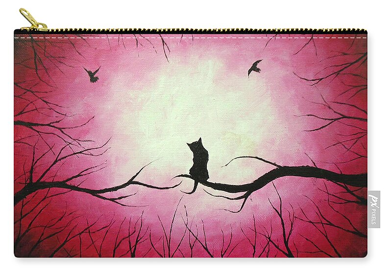 Cat Painting Zip Pouch featuring the painting Cat's Meow by Jen Shearer