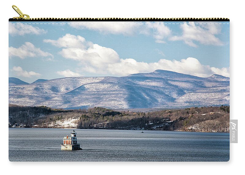 Hudson Zip Pouch featuring the photograph Catskill Mountains with Lighthouse by Nancy De Flon