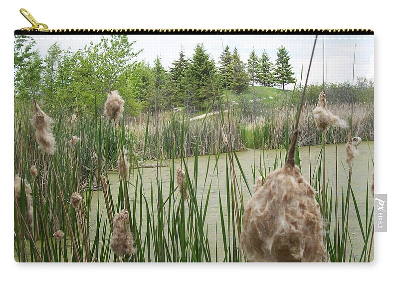 Wetlands Zip Pouch featuring the photograph Cattails by Mary Mikawoz