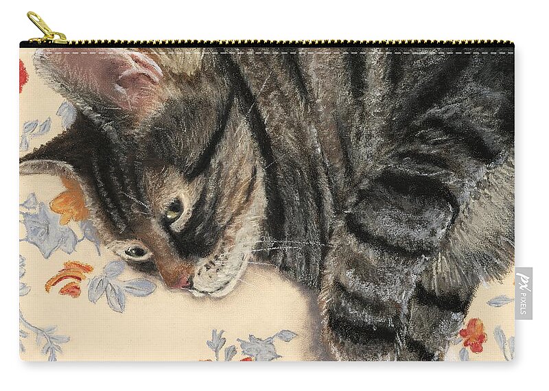 Cat Zip Pouch featuring the pastel Cattitude by Anastasiya Malakhova