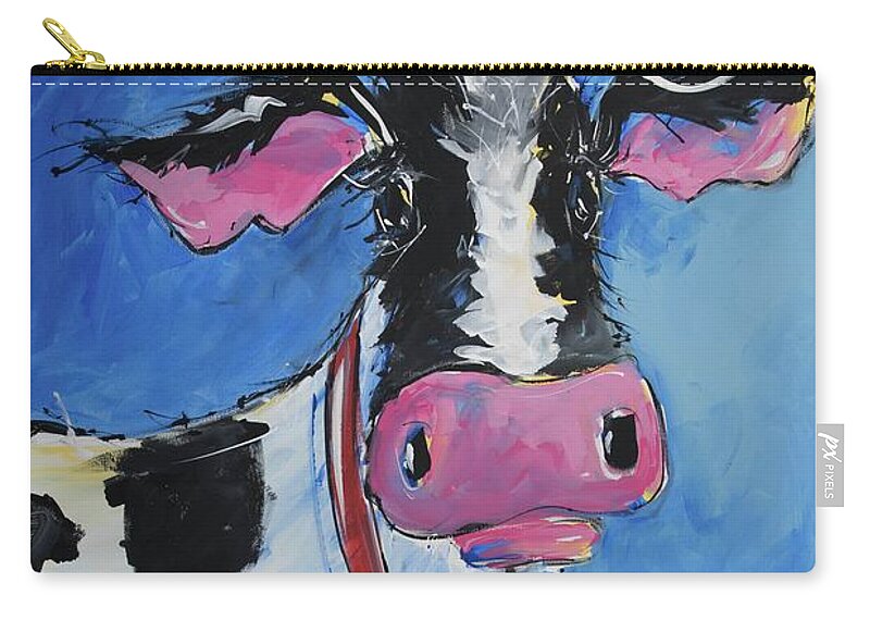 Cow Zip Pouch featuring the painting Cattle Call by Terri Einer