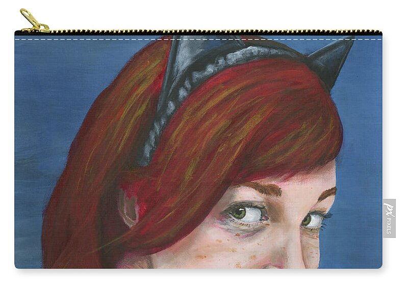 Cosplay Zip Pouch featuring the painting Catwoman by Matthew Mezo