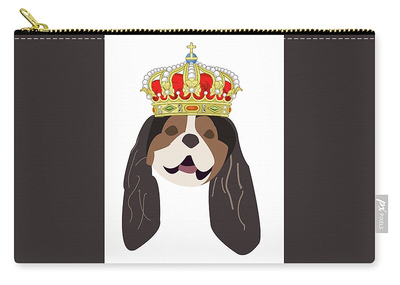 Dog Zip Pouch featuring the digital art Cavalier King Charles by Caroline Elgin