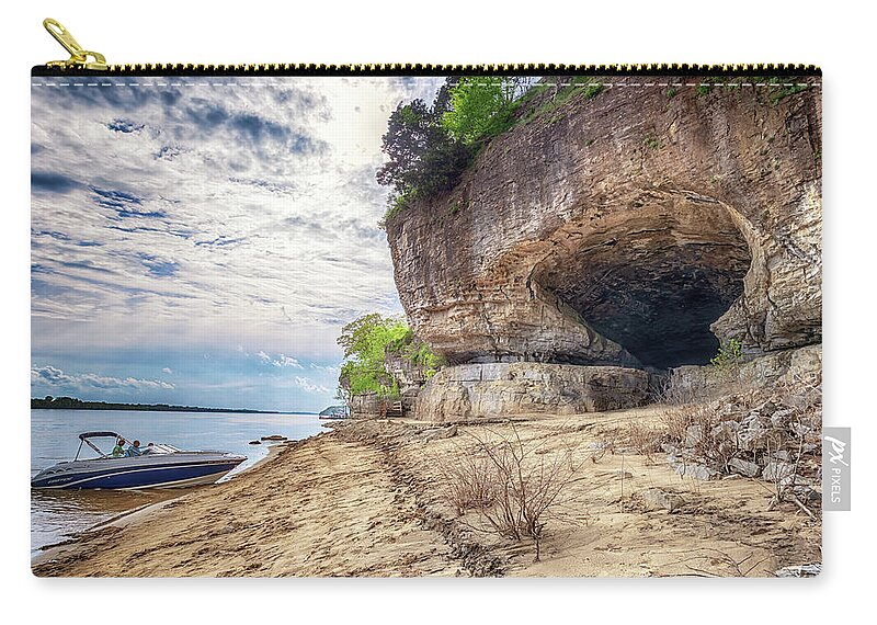 Cave In Rock Zip Pouch featuring the photograph Cave In Rock 2 by Susan Rissi Tregoning