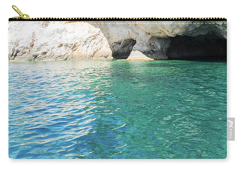 Zakinthos Zip Pouch featuring the photograph Cave of Zakinthos Island by Anastasy Yarmolovich