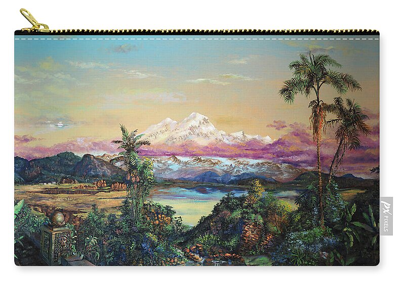 Cayambe Zip Pouch featuring the painting Cayambe-ish by David Bader
