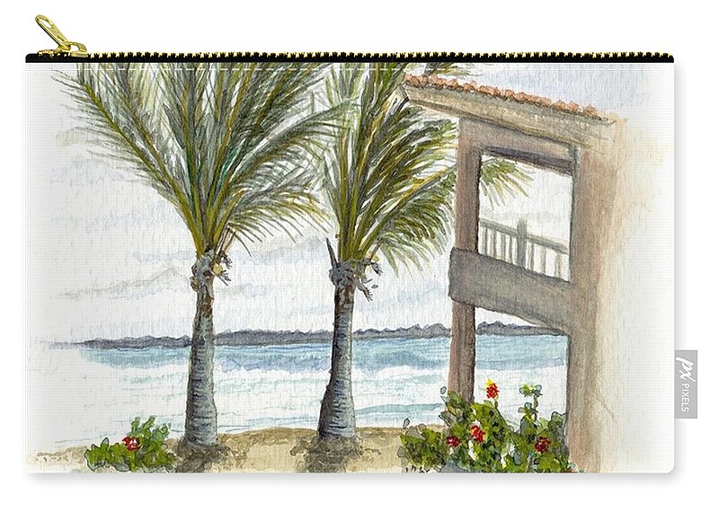 Vacation Zip Pouch featuring the digital art Cayman hotel by Darren Cannell