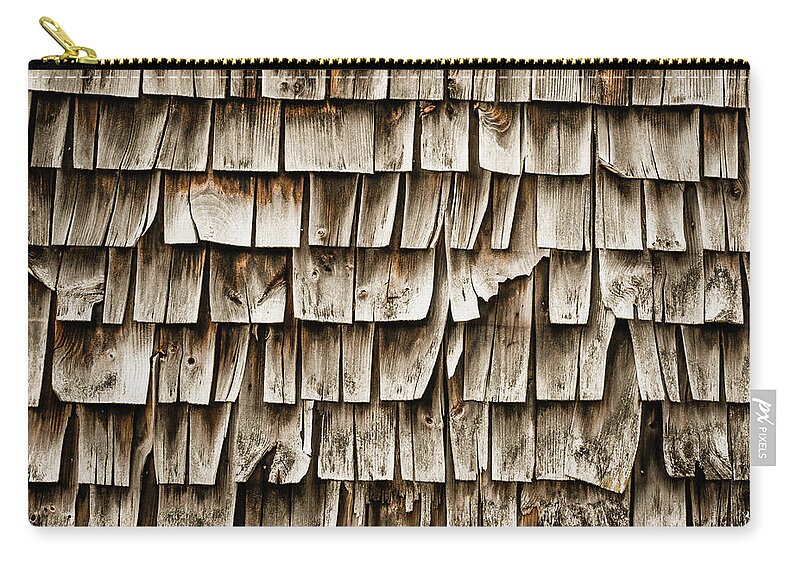 Decor Zip Pouch featuring the photograph Cedar Shingles Pattern by Edward Fielding