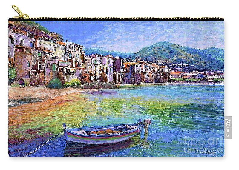 Italy Carry-all Pouch featuring the painting Cefalu Sicily Italy by Jane Small