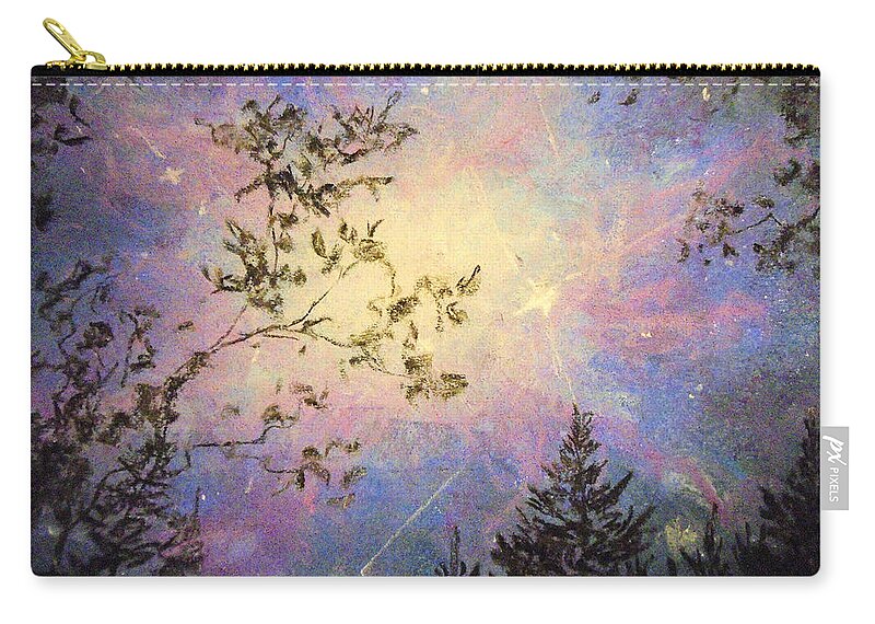 Forest Sky Zip Pouch featuring the painting Celestial Escape by Jen Shearer