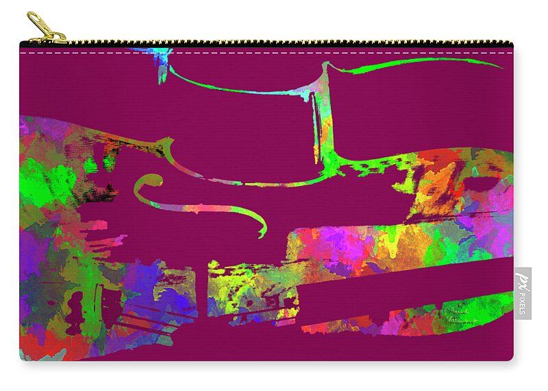 Cello Zip Pouch featuring the mixed media Cello by David Millenheft