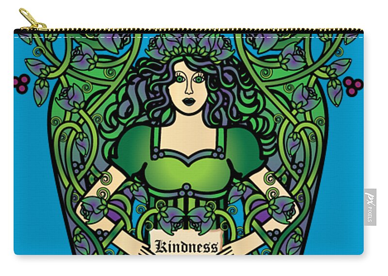 Celtic Art Zip Pouch featuring the digital art Celtic Forest Fairy - Kindness by Celtic Artist Angela Dawn MacKay