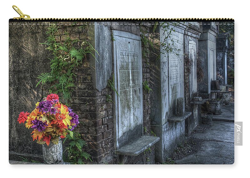  Zip Pouch featuring the photograph Cemetery Bouquet by Michael Kirk