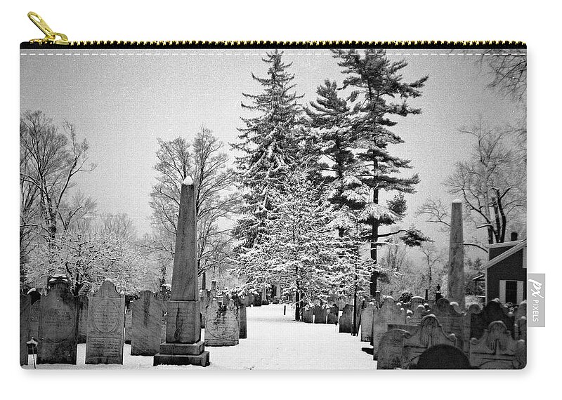 Cemeteries Zip Pouch featuring the photograph Old First Church Cemetery by John Schneider