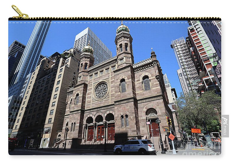 Central Synagogue Zip Pouch featuring the photograph Central Synagogue- 652 Lexington Ave by Steven Spak