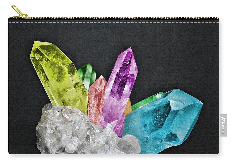 Chakra Zip Pouch featuring the photograph Chakra Rock Crystal - Geode Series by Marianna Mills