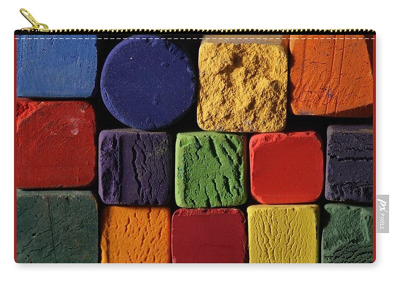 Chalks Color Colour Texture Square Zip Pouch featuring the photograph Chalk Wall #2 by Ian Sanders