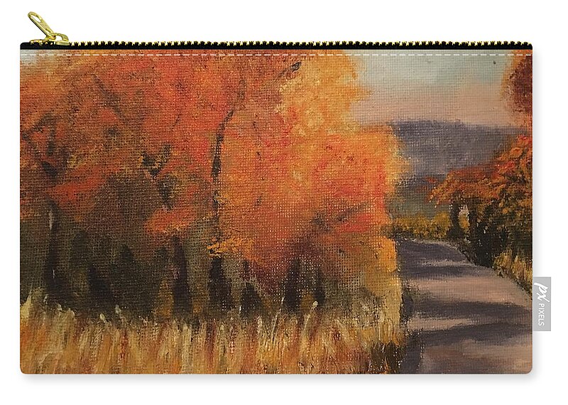 Path Zip Pouch featuring the painting Changing Season by Sharon Schultz