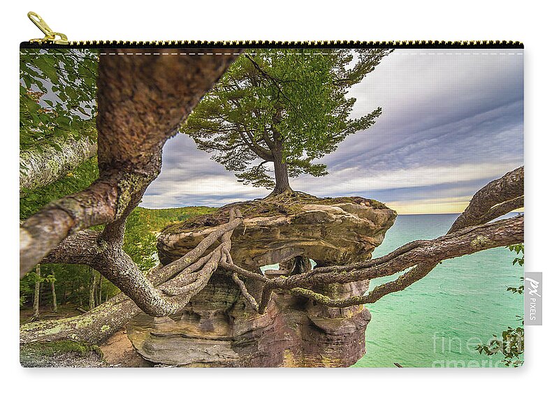 Chapel Rock Zip Pouch featuring the photograph Chapel Rock With Strong Roots You Can Do Anything 4971 by Norris Seward