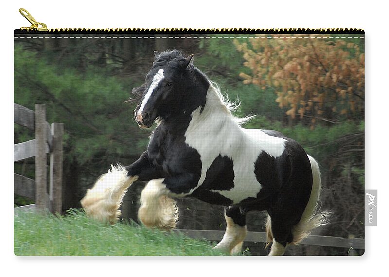 Gypsy Horses Zip Pouch featuring the photograph Charge by Fran J Scott
