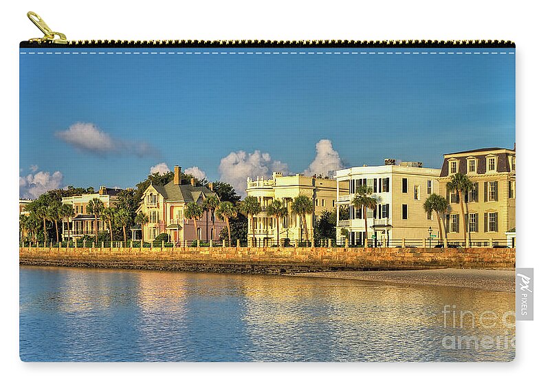 Charleston Battery Row Of Homes Zip Pouch featuring the photograph Charleston Battery Row of Homes by Dustin K Ryan