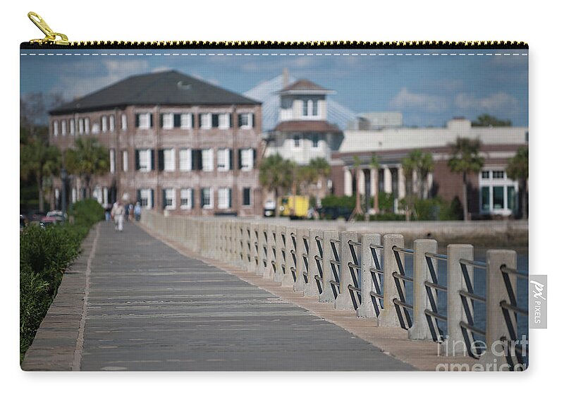 Sidewalk Zip Pouch featuring the photograph Charleston High Battery Side Walk by Dale Powell