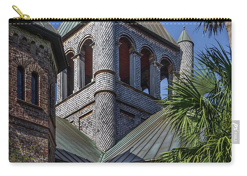 Charleston Zip Pouch featuring the photograph Charleston Historic Church by James Woody
