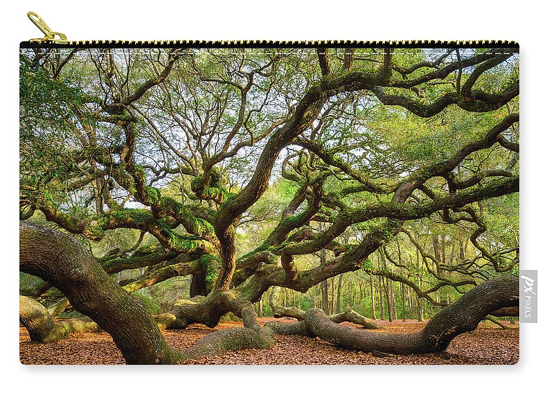 Charleston Zip Pouch featuring the photograph Charleston SC Angel Oak Tree South Carolina Landscape by Dave Allen