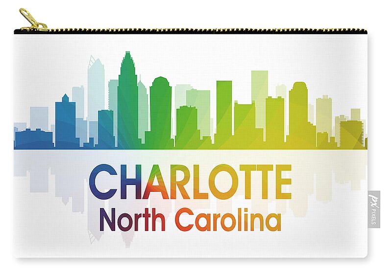 City Silhouette Zip Pouch featuring the digital art Charlotte NC by Angelina Tamez