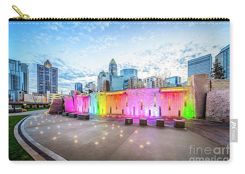 America Zip Pouch featuring the photograph Charlotte NC Skyline and Bearden Park at Dusk by Paul Velgos
