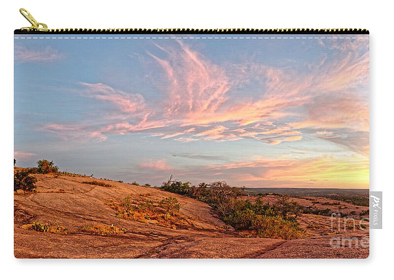 Central Zip Pouch featuring the photograph Chasing Angels of Light Over Enchanted Rock - Fredericksburg Texas Hill Country by Silvio Ligutti