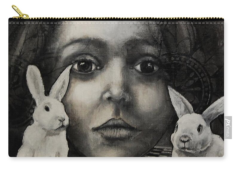 Wonderland Zip Pouch featuring the painting Chasing Rabbits by Jean Cormier