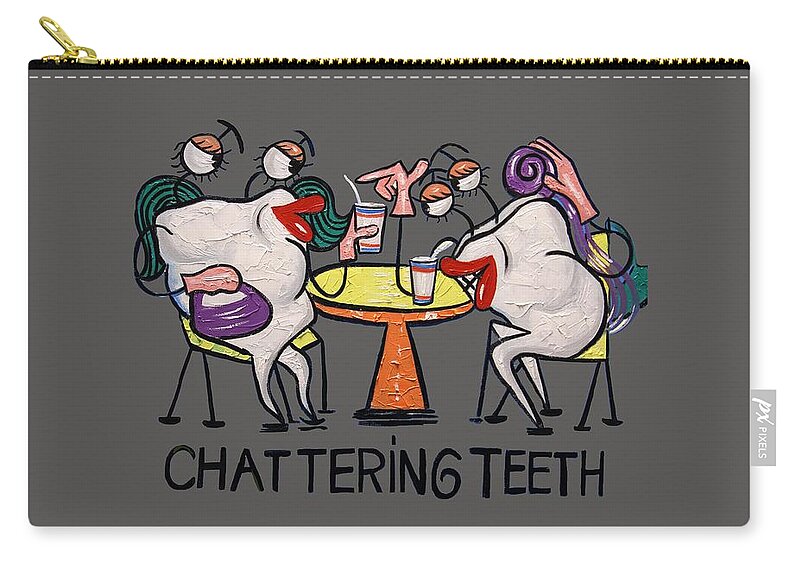 Chattering Teeth Dental T-shirt Zip Pouch featuring the painting Chattering Teeth T-Shirt by Anthony Falbo