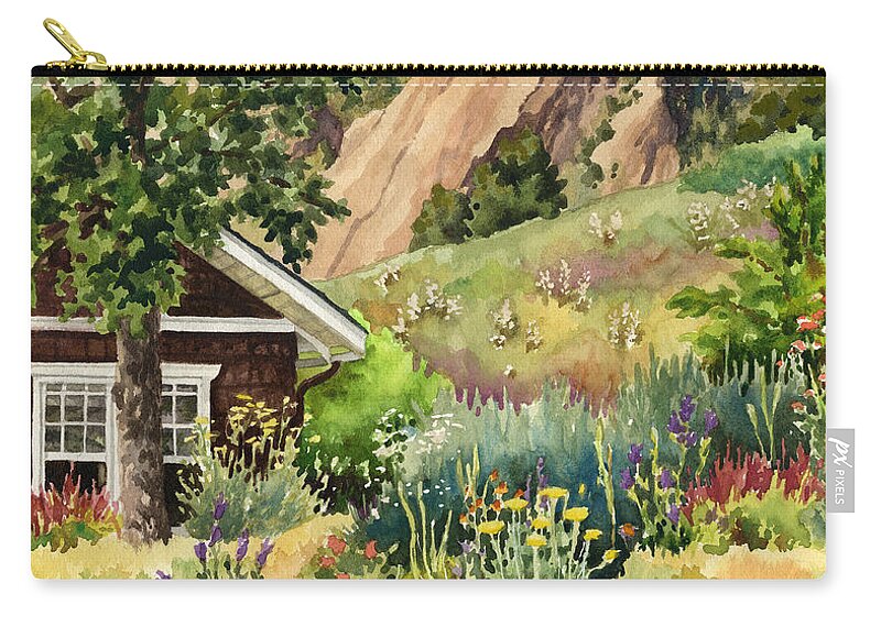 Cottage Painting Zip Pouch featuring the painting Chautauqua Cottage by Anne Gifford