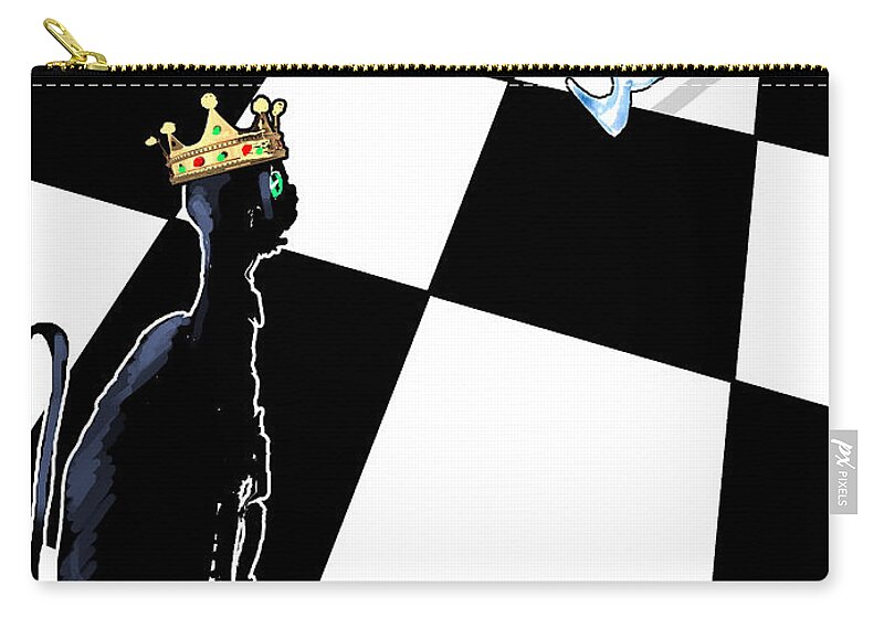 Cat Zip Pouch featuring the digital art Checkmate by Miki De Goodaboom