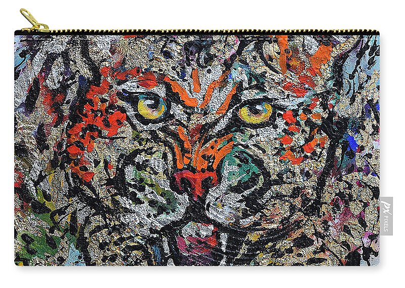 Cheetah Carry-all Pouch featuring the painting Cheetah Attack by Jyotika Shroff