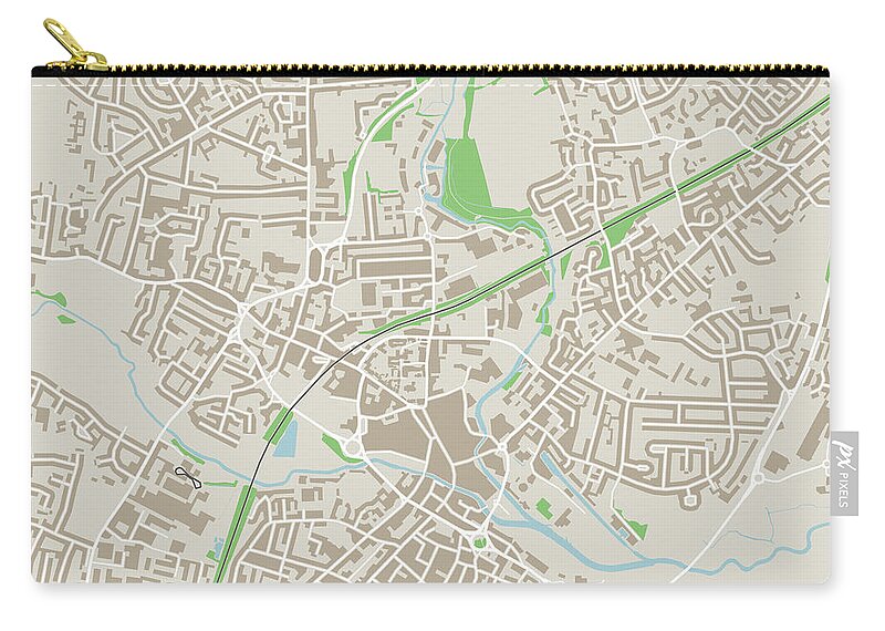 Chelmsford Carry-all Pouch featuring the digital art Chelmsford Essex UK City Street Map by Frank Ramspott