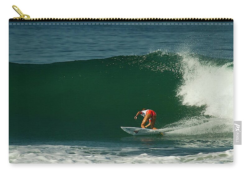 Chelsea Roett Zip Pouch featuring the photograph Chelsea Roett Surfer Girl by Waterdancer