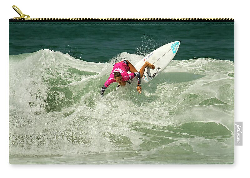 Chelsea Tuach Zip Pouch featuring the photograph Chelsea Tuach Surfer Girl by Waterdancer