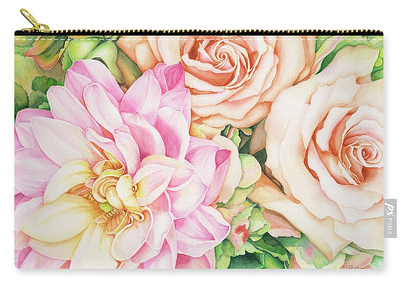 Rose Carry-all Pouch featuring the painting Chelsea's Bouquet by Lori Taylor