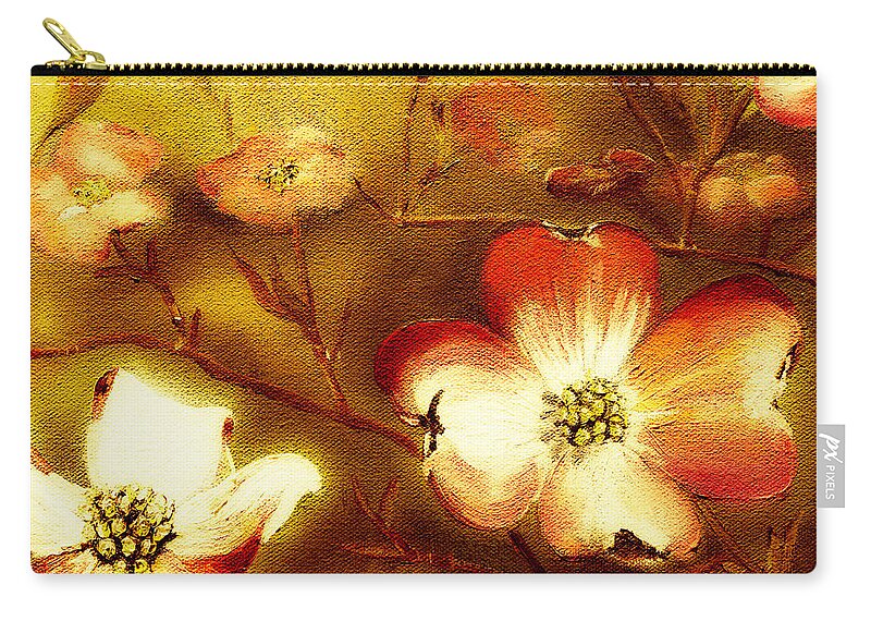 Cherokee Rose Dogwood Zip Pouch featuring the painting Cherokee Rose Dogwood - Glow by Jan Dappen